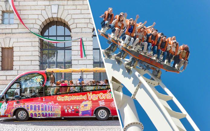 Verona sightseeing bus and Gardaland roller coaster ride.
