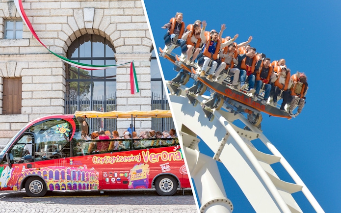Verona sightseeing bus and Gardaland roller coaster ride.