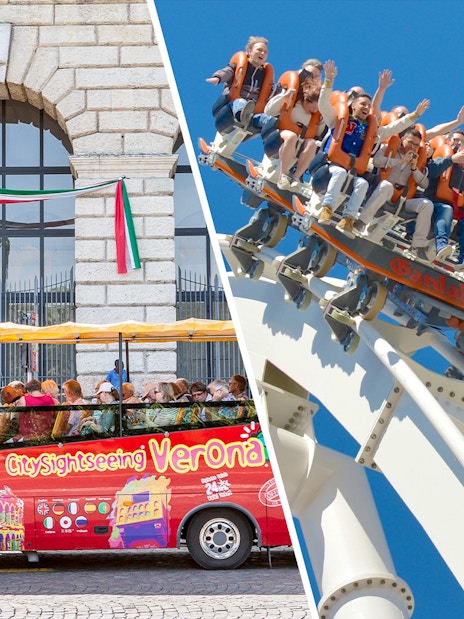 Verona sightseeing bus and Gardaland roller coaster ride.
