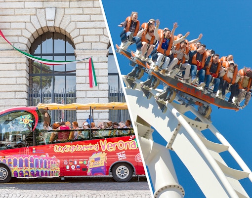 Verona sightseeing bus and Gardaland roller coaster ride.