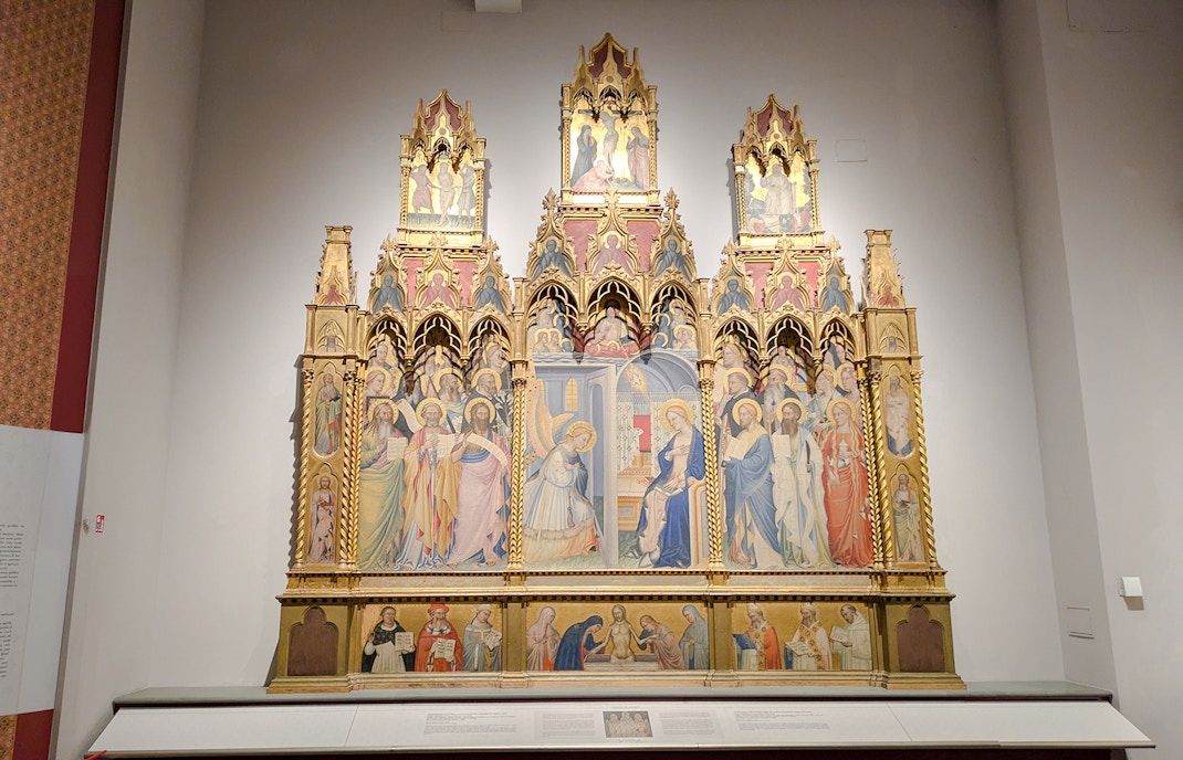 Annunciation with the Blessing Father altarpiece in Accademia Gallery, Florence.