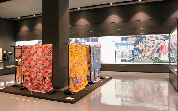 Traditional kimonos displayed at Okinawa Prefectural Museum and Art Museum.
