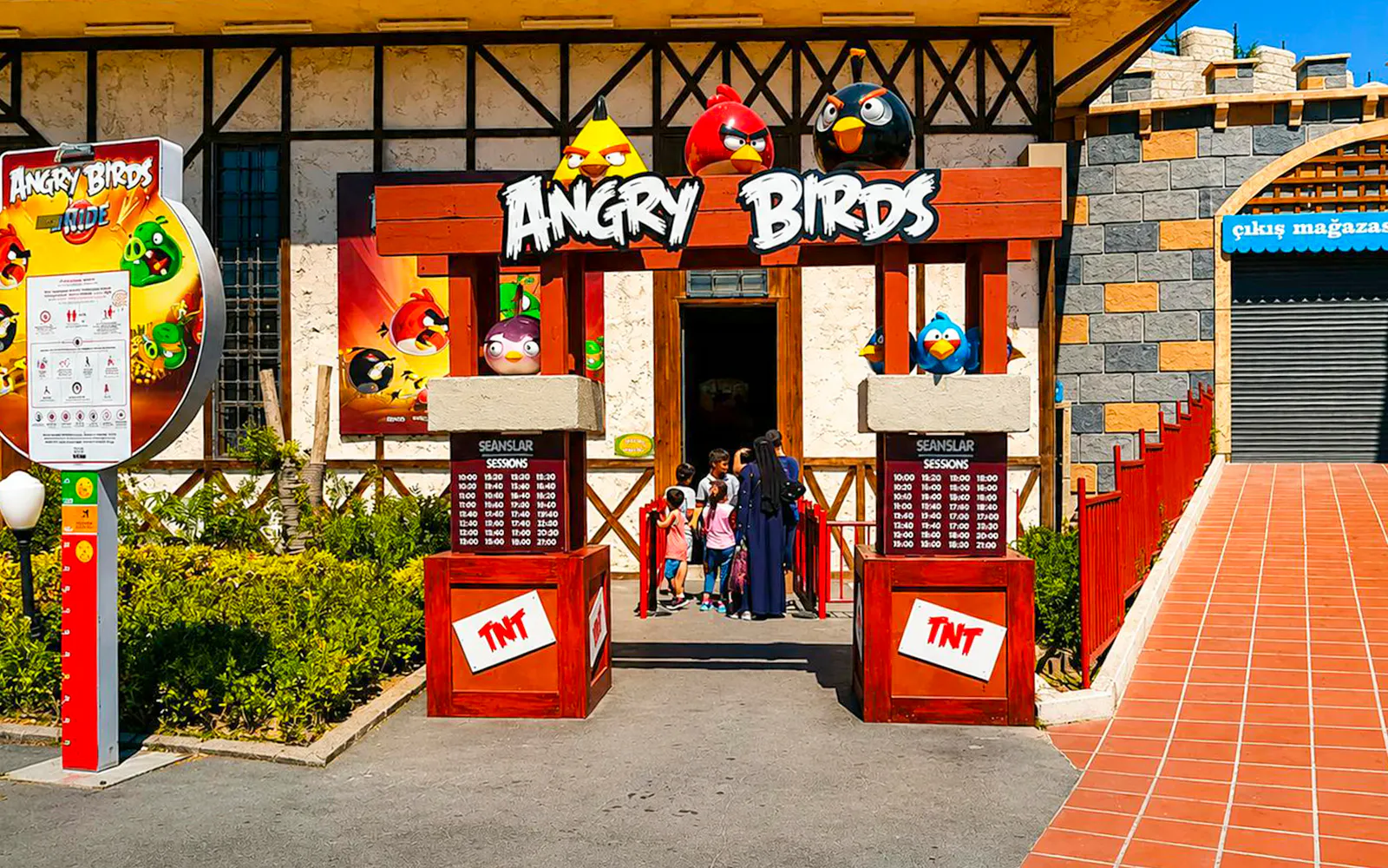 Guests entering Angry Birds ride at Vialand Theme Park, Istanbul.