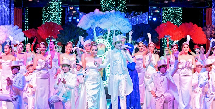 Artists performing at Calypso Cabaret show in Bangkok