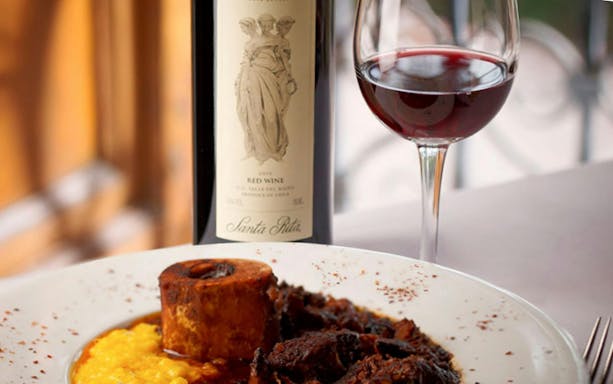 Ossobuco with risotto and Santa Rita red wine from Chile.