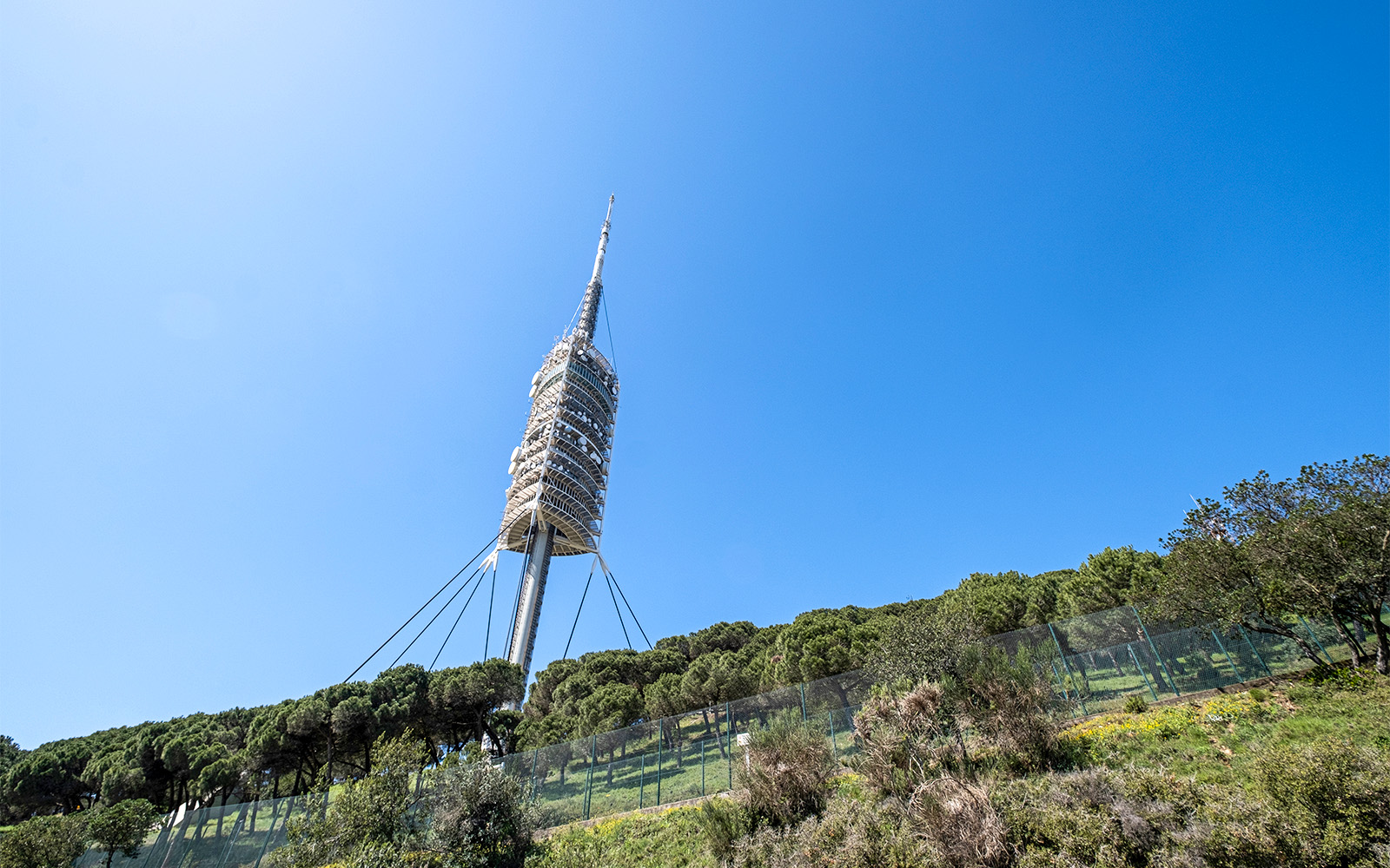 Collserola Tower with panoramic view of Sagrat Cor in Barcelona.