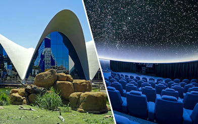 Oceanogràfic exterior and Hemisfèric planetarium interior in Valencia, Spain.