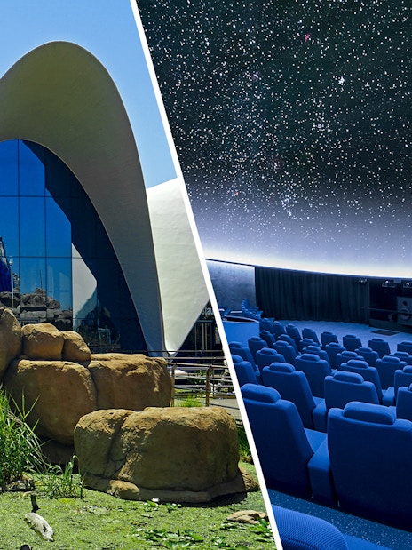 Oceanogràfic exterior and Hemisfèric planetarium interior in Valencia, Spain.