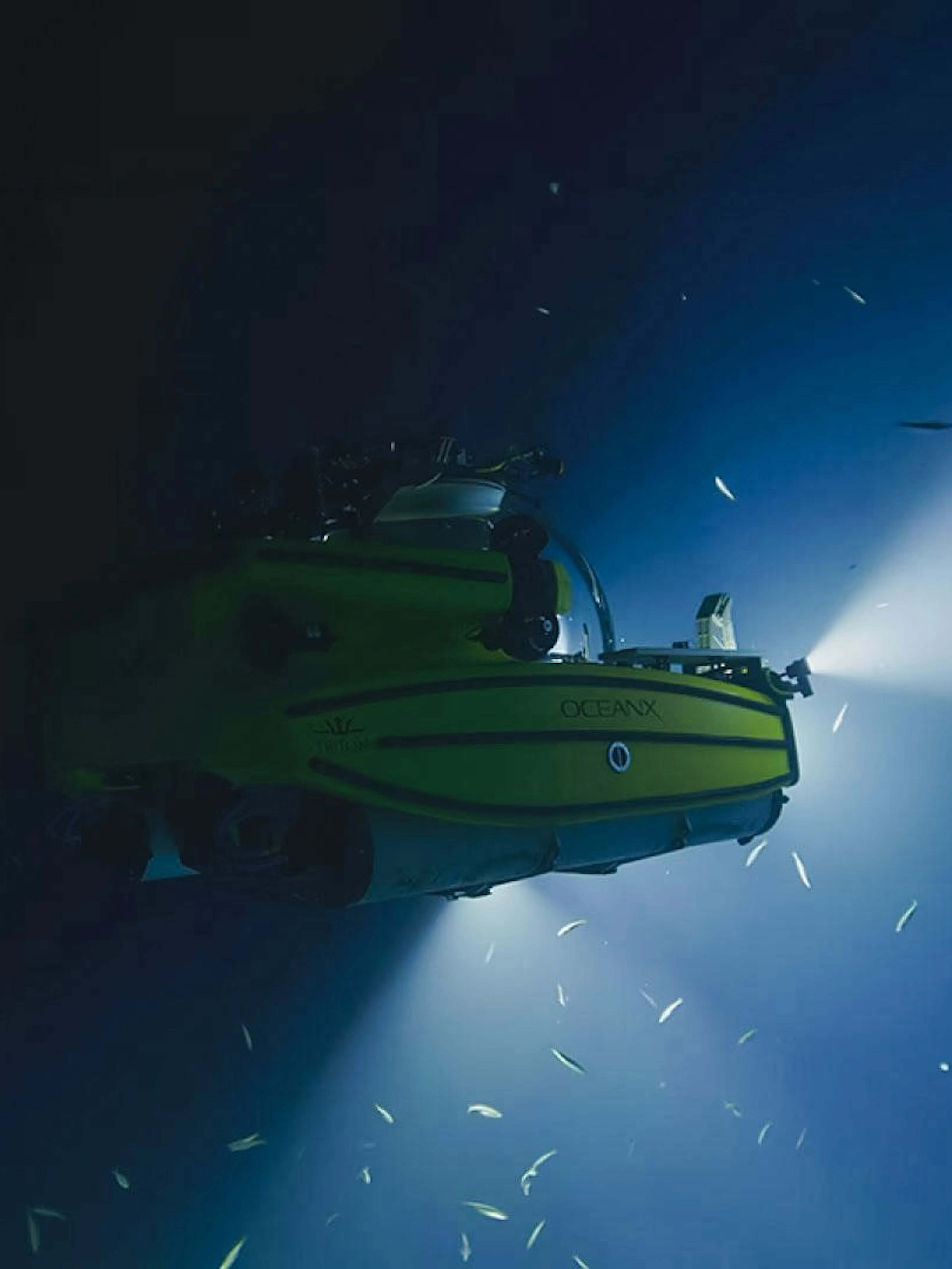 OceanXplorer submarine exploring deep waters near ArtScience Museum, Singapore.