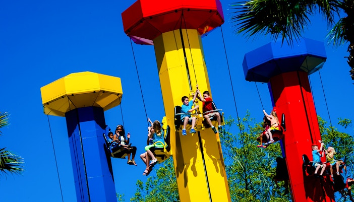Children enjoying the Kid Power Tower ride at Legoland Florida.