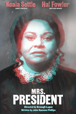 Poster for Mrs President Westend show featuring main character in period costume.