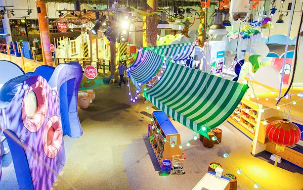 Interactive exhibits at Science Centre's KidsStop with colorful displays and educational activities.