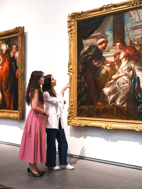 Women viewing "The Education of the Virgin" by Rubens at Louvre Abu Dhabi.