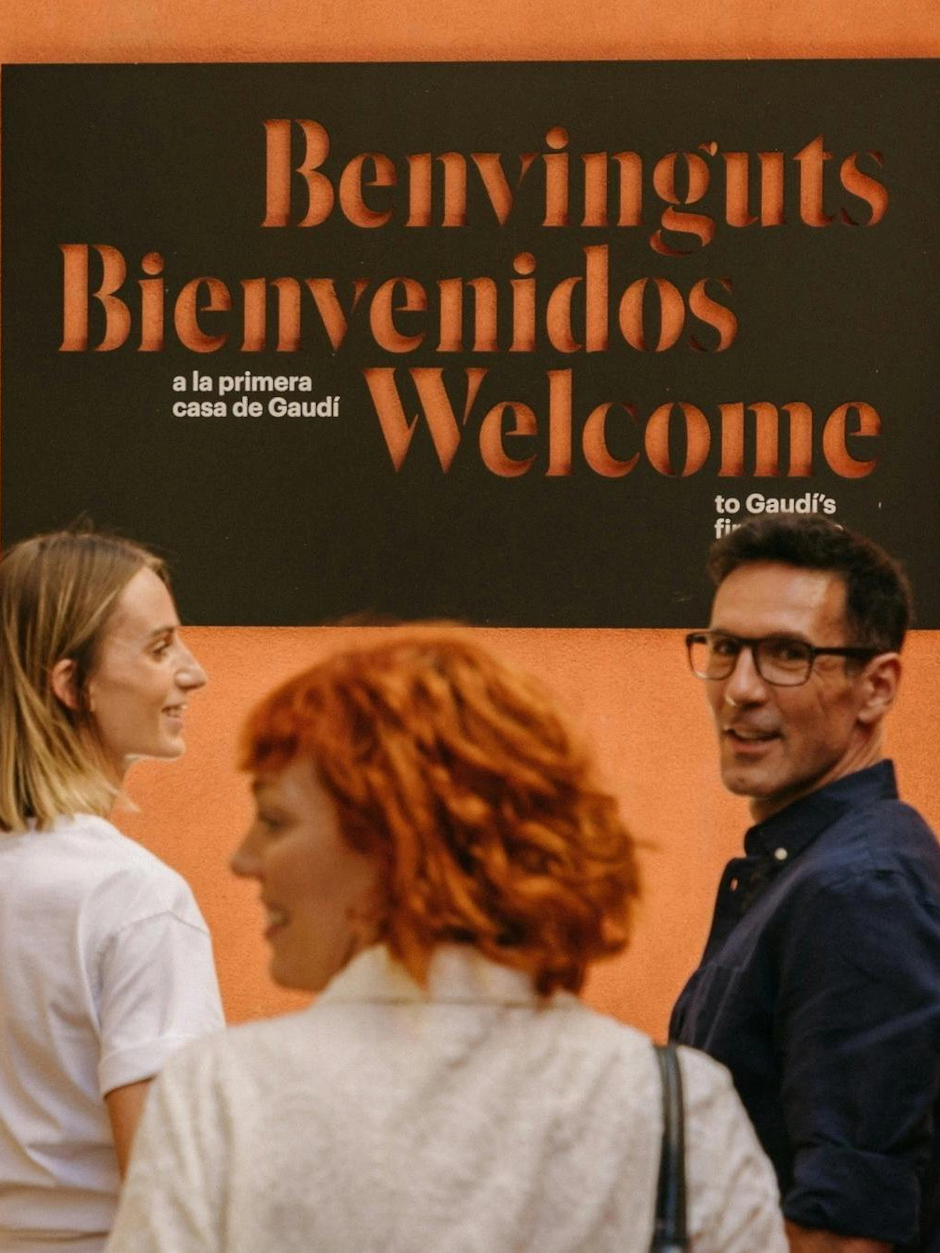 Tourists with guide at Casa Vicens entrance, Barcelona.