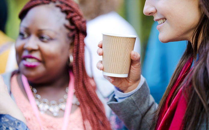 Guests enjoying coffee break during Ksamil Islands, Blue Eye & Saranda day trip.