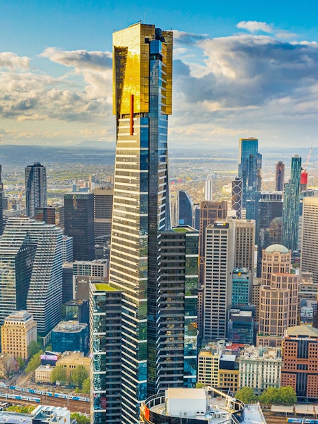 Melbourne skyline with prominent skyscraper view from Skydeck experience.