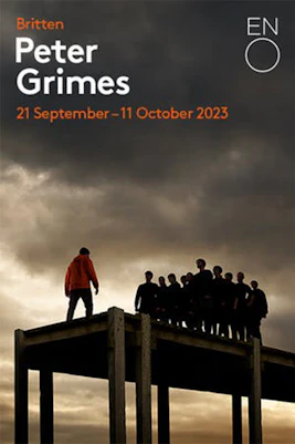 Peter Grimes opera poster with performance details at London Coliseum.