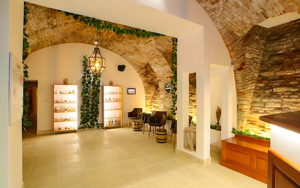 Bernard Beer Spa interior with brick arches and seating area.