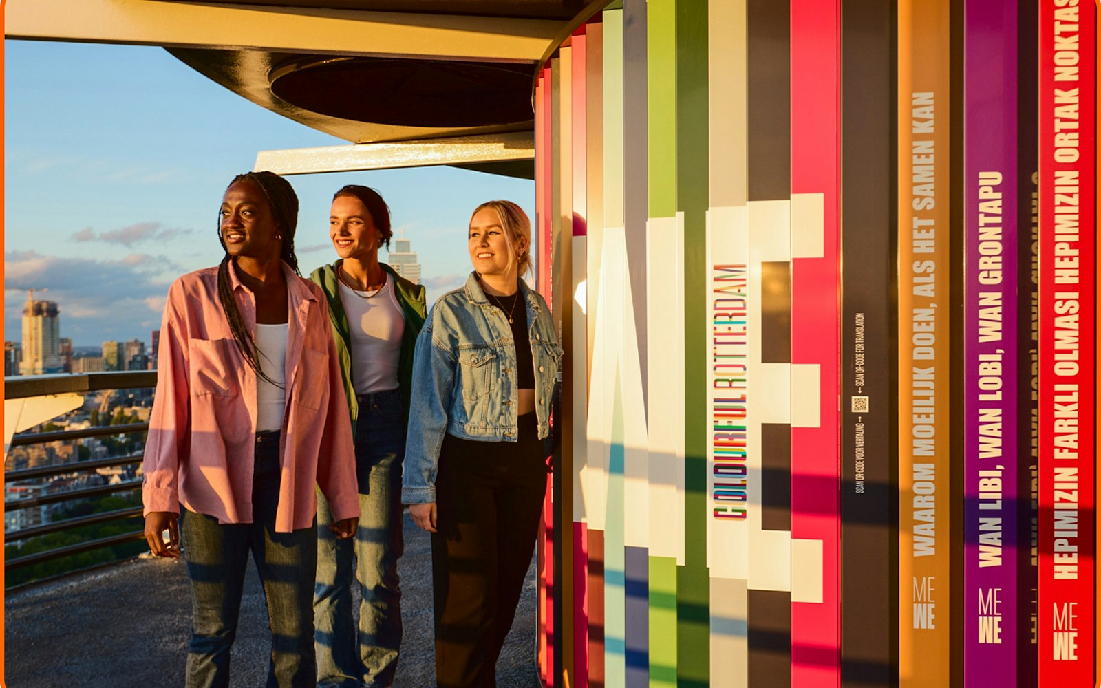 Guests enjoying the view from the Euromast viewing area in Rotterdam.