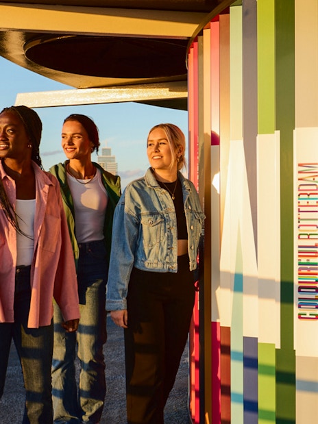 Guests enjoying the view from the Euromast viewing area in Rotterdam.