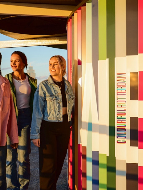 Guests enjoying the view from the Euromast viewing area in Rotterdam.
