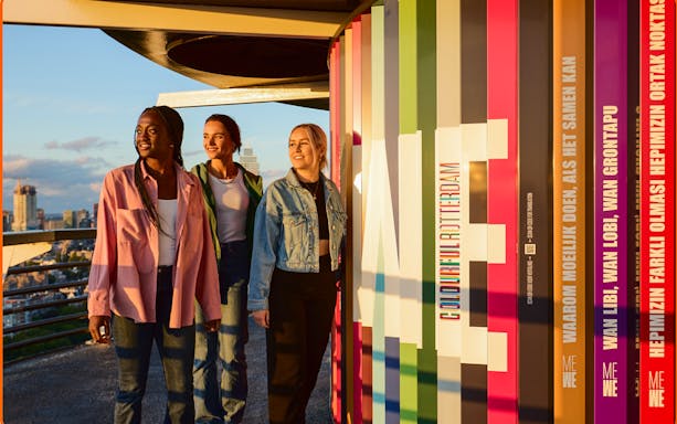 Guests enjoying the view from the Euromast viewing area in Rotterdam.