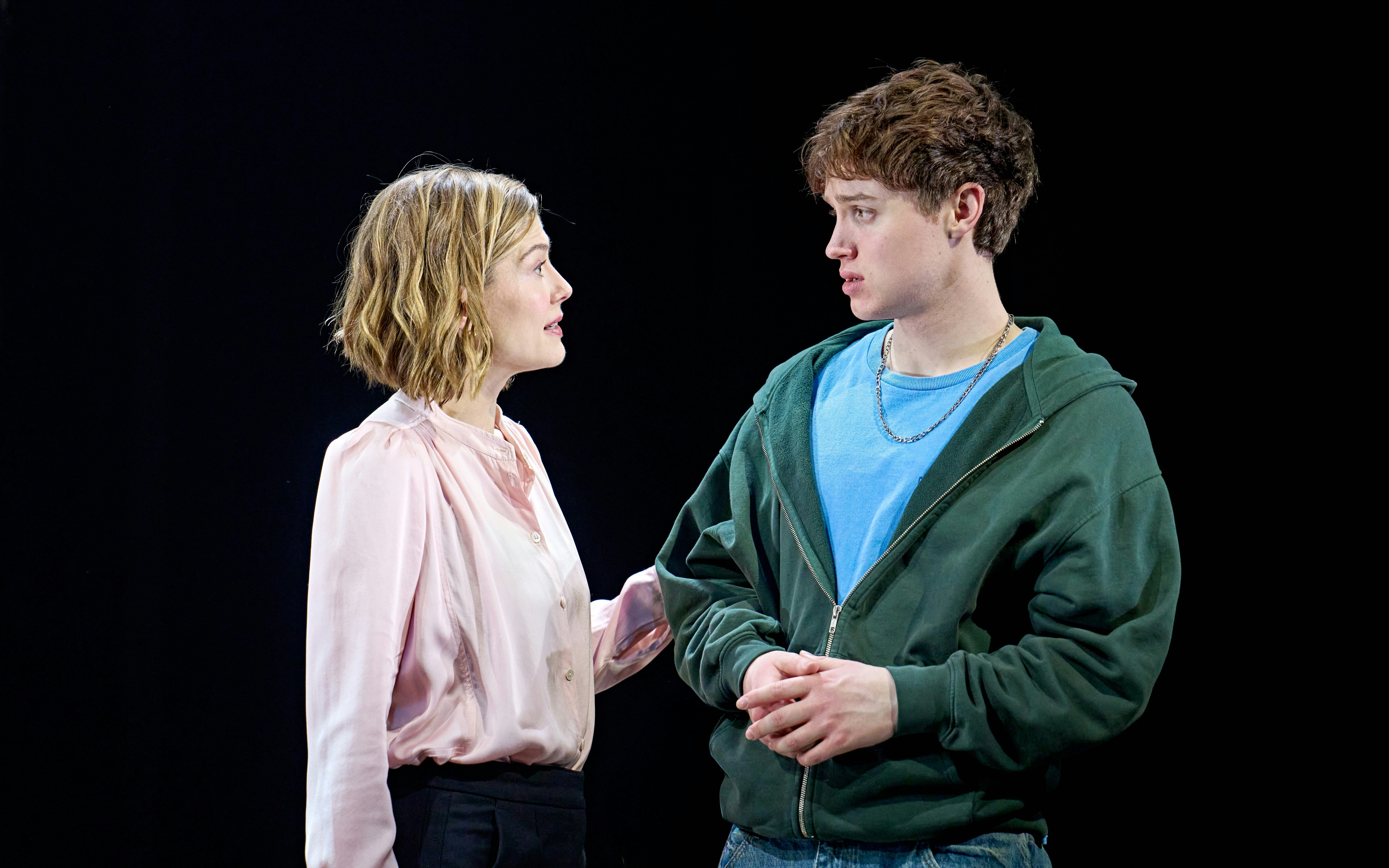 Two actors in a scene from the play "Inter Alia.