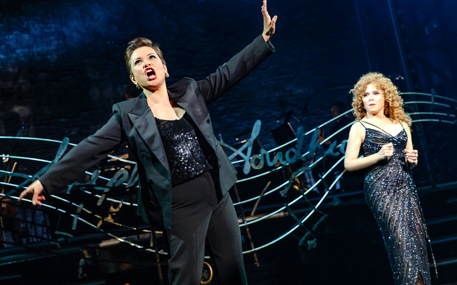 Performers on stage during Stephen Sondheim's Old Friends musical.