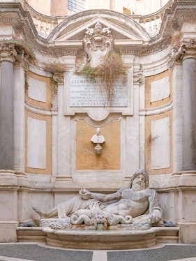Statue of reclining river god at Roman Empire Museum, Rome.