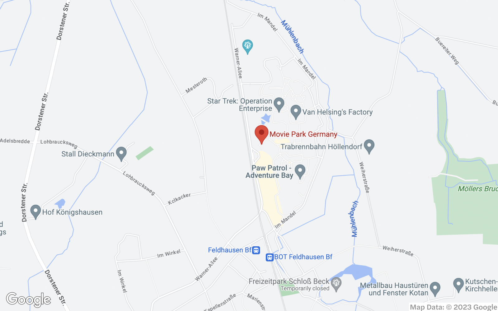 How to reach Movie Park in Bottrop?