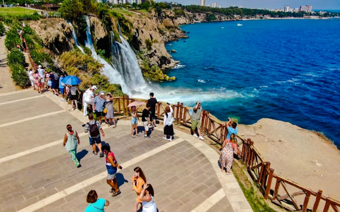 Antalya: Lara Beach & Duden Waterfalls Boat Trip with Lunch & Soft Drinks
