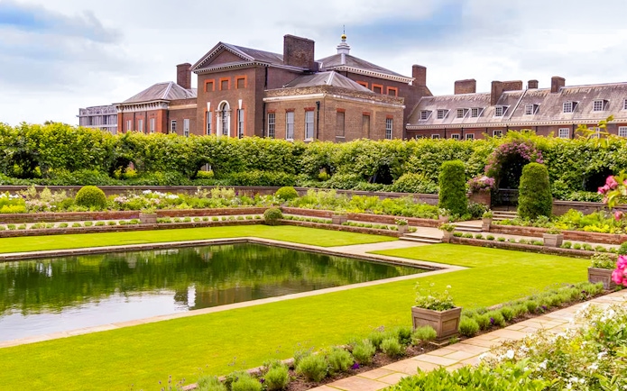 Kensington Palace with Sunken Garden, London.