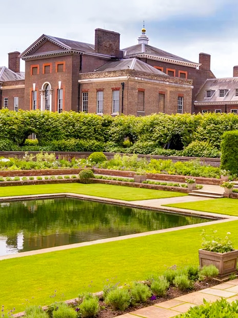 Kensington Palace with Sunken Garden, London.