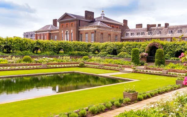 Kensington Palace with Sunken Garden, London.