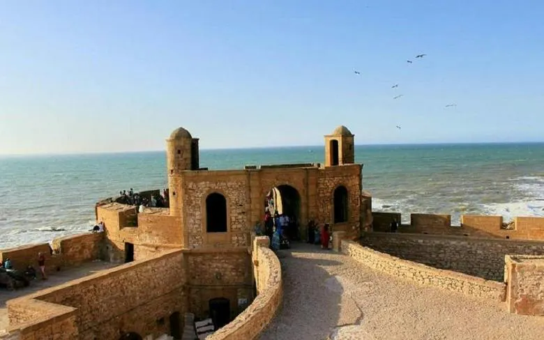 Essaouira fortress overlooking the Atlantic Ocean on a day trip from Marrakech.
