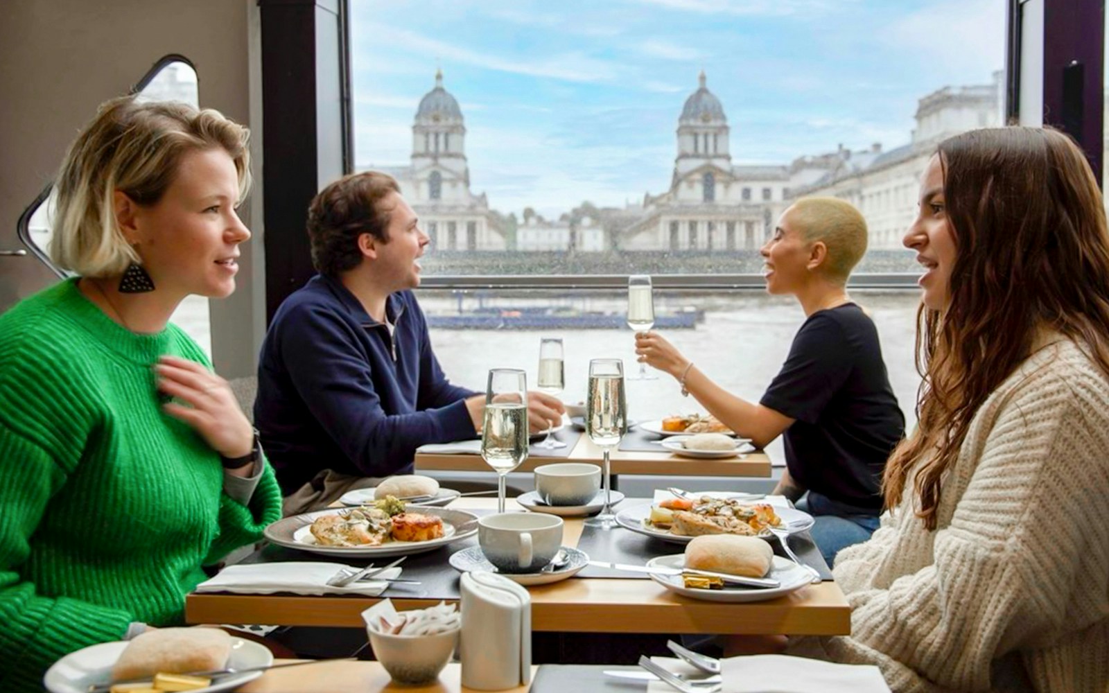 Visitors enjoying 2-course meal on Thames River Lunch Cruise