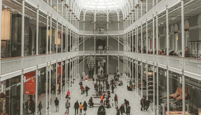 National Museum of Scotland exterior with historic architecture in Edinburgh, Scotland.