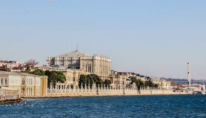 Dolmabahçe Palace from the Bosphorus during the Sunset Yacht cruise