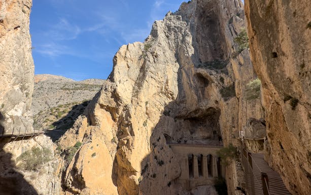 Caminito del Rey walkway through rocky gorge on day trip from Malaga.
