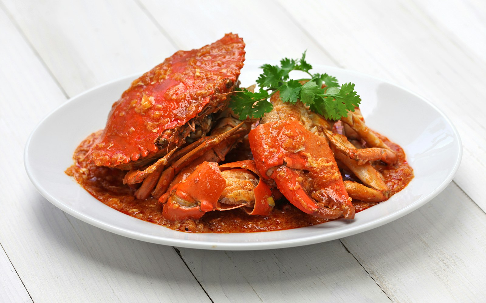 Chili crab dish served in Singapore during December.
