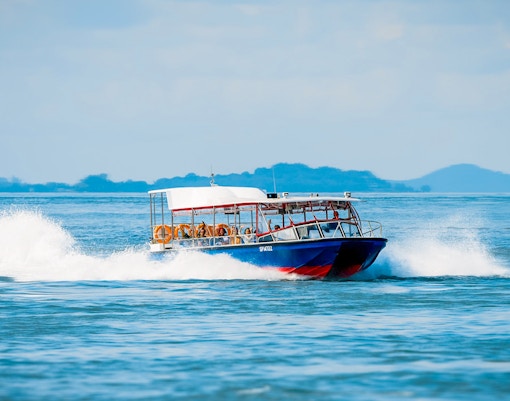 Speedboat navigating Singapore waters