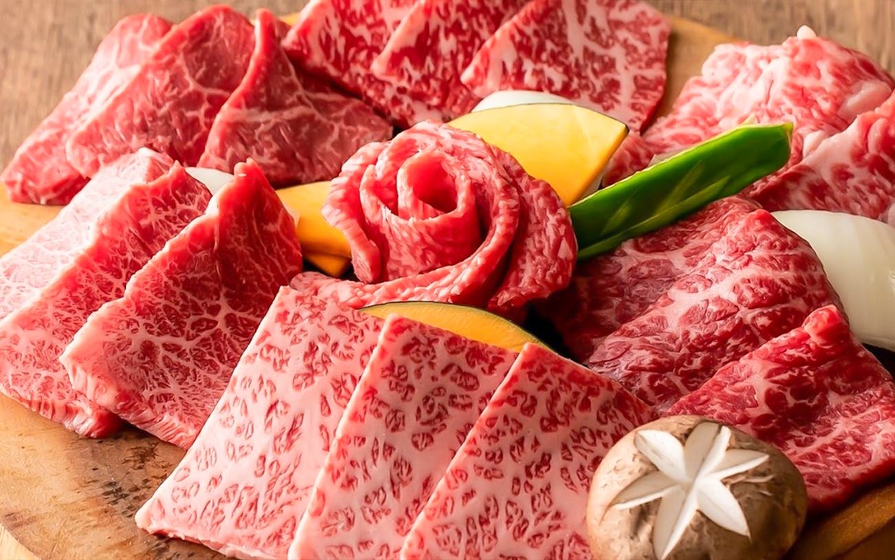 Assorted cuts of marbled beef for Yakiniku meal at Ushihachi Shibuya.