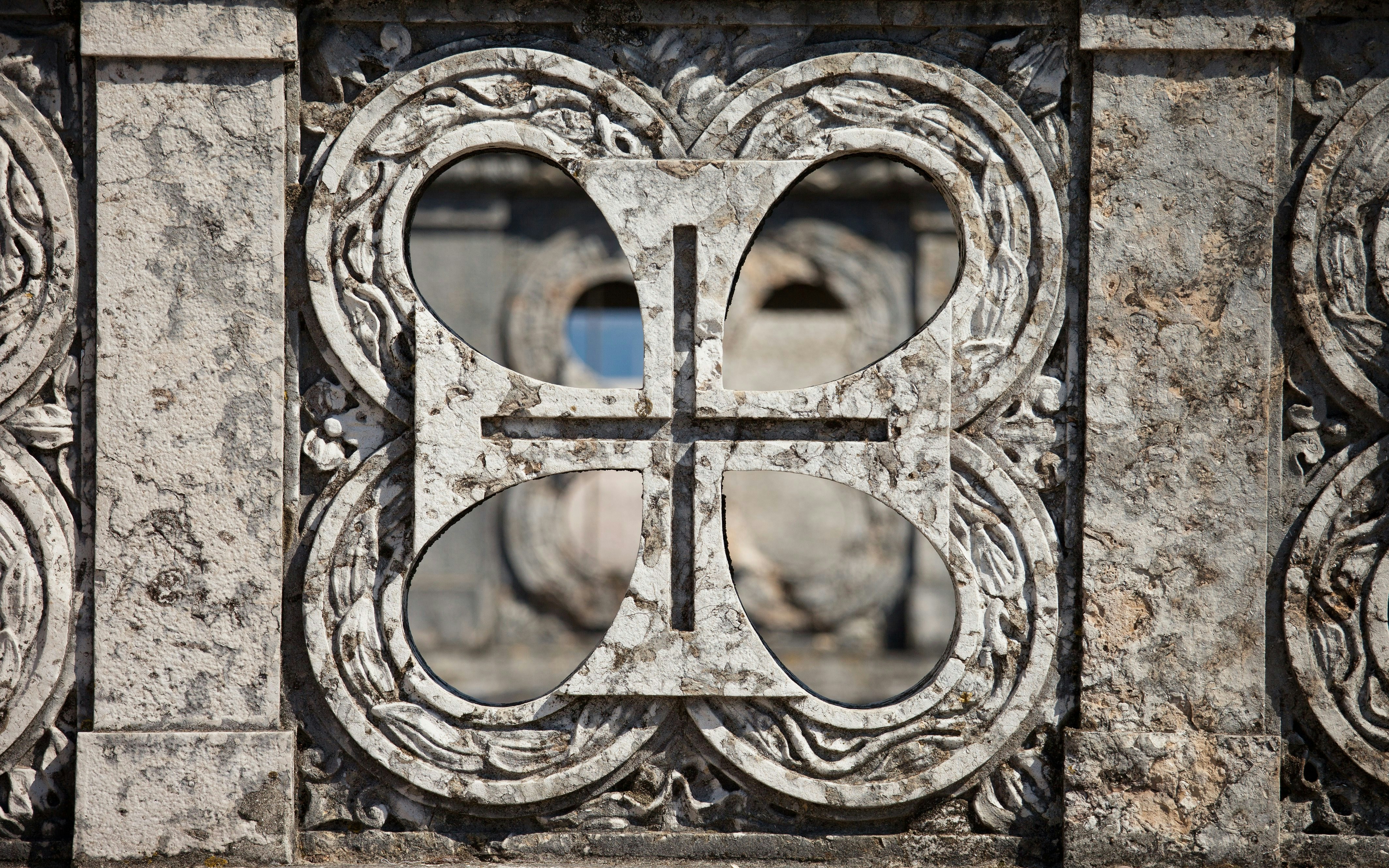 Order of Christ Cross detail on Belem Tower, Lisbon, Portugal.