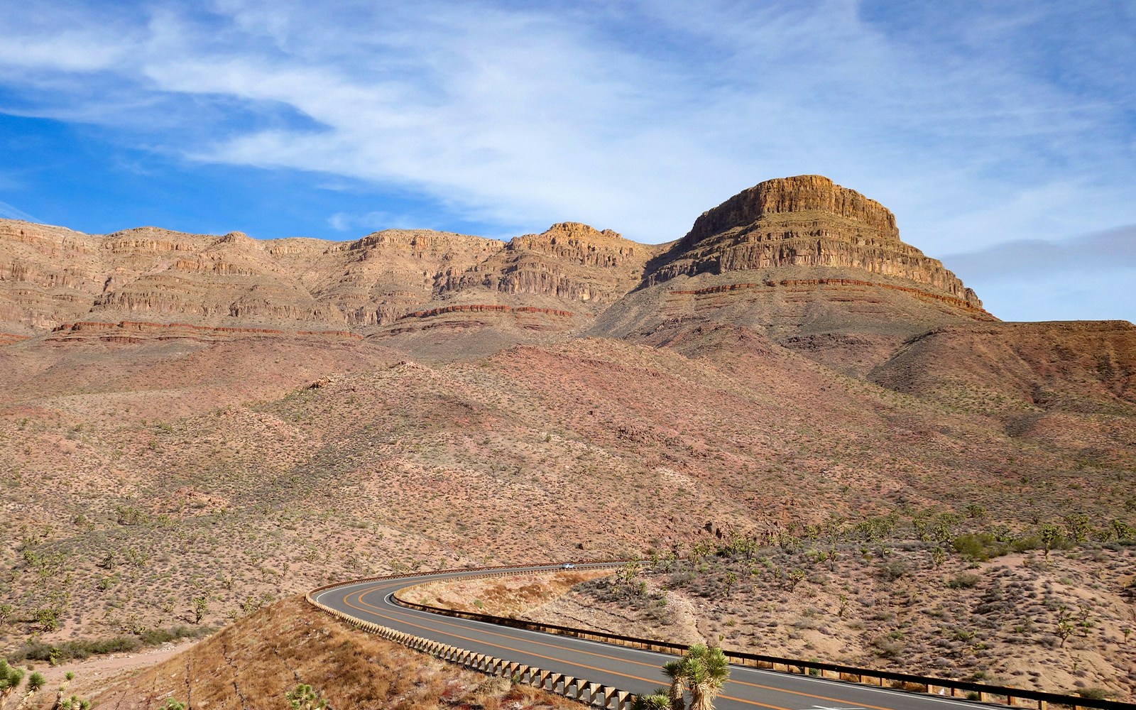 Grand Canyon West Rim view with desert landscape on route from Las Vegas.