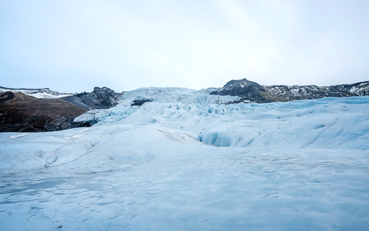 Vatnajökull Glacier's icy expanse in Iceland.