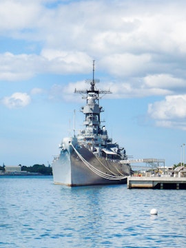 USS Missouri docked at Pearl Harbor, Oahu, Honolulu, Hawaii.