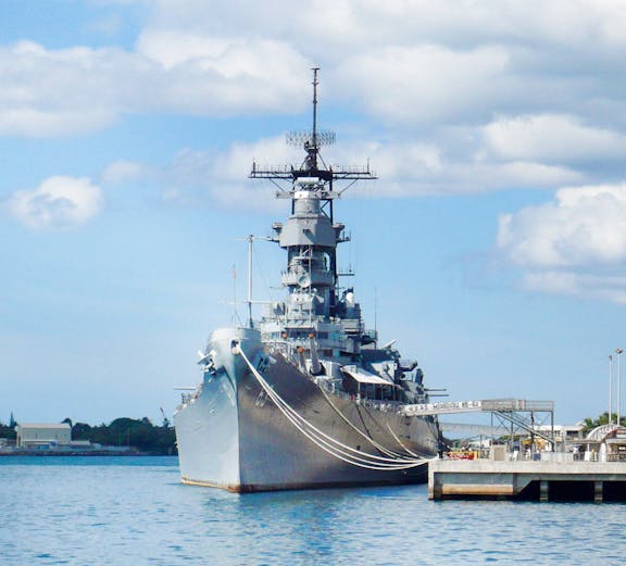 USS Missouri docked at Pearl Harbor, Oahu, Honolulu, Hawaii.