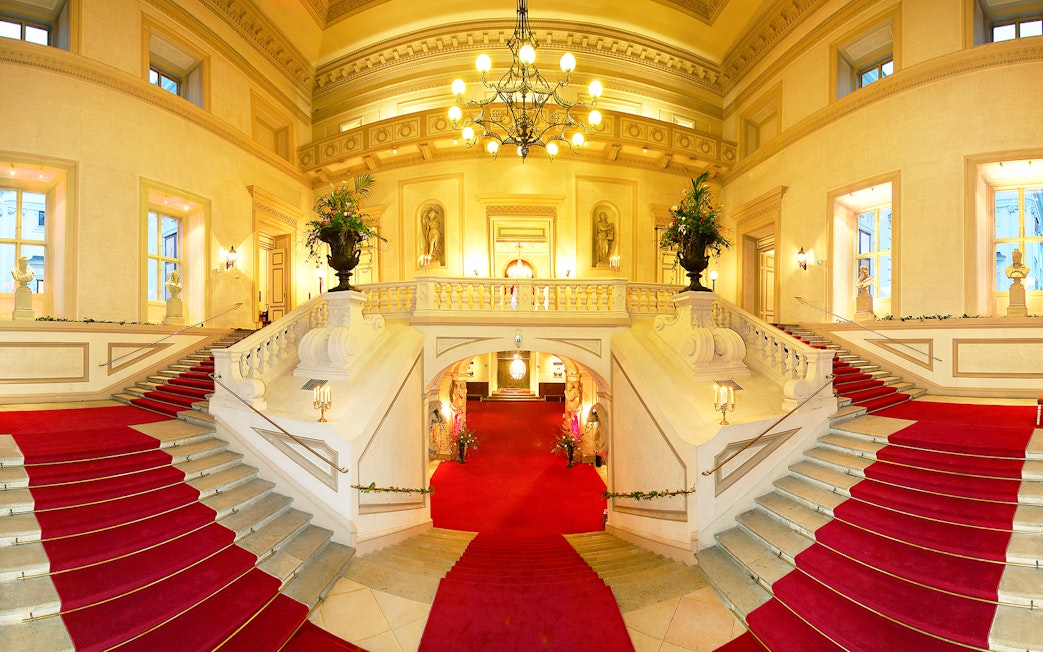 Grand staircase at Old Stock Exchange Palace, Vienna, venue for Residence Orchestra Concert.