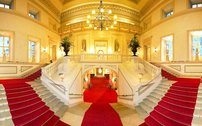 Grand staircase at Old Stock Exchange Palace, Vienna, venue for Residence Orchestra Concert.