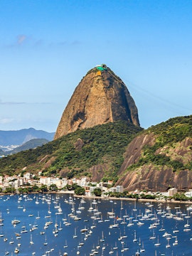 Sugar Loaf Mountain and Botafogo Cove viewed from Mirante do Pedrao, Rio de Janeiro.